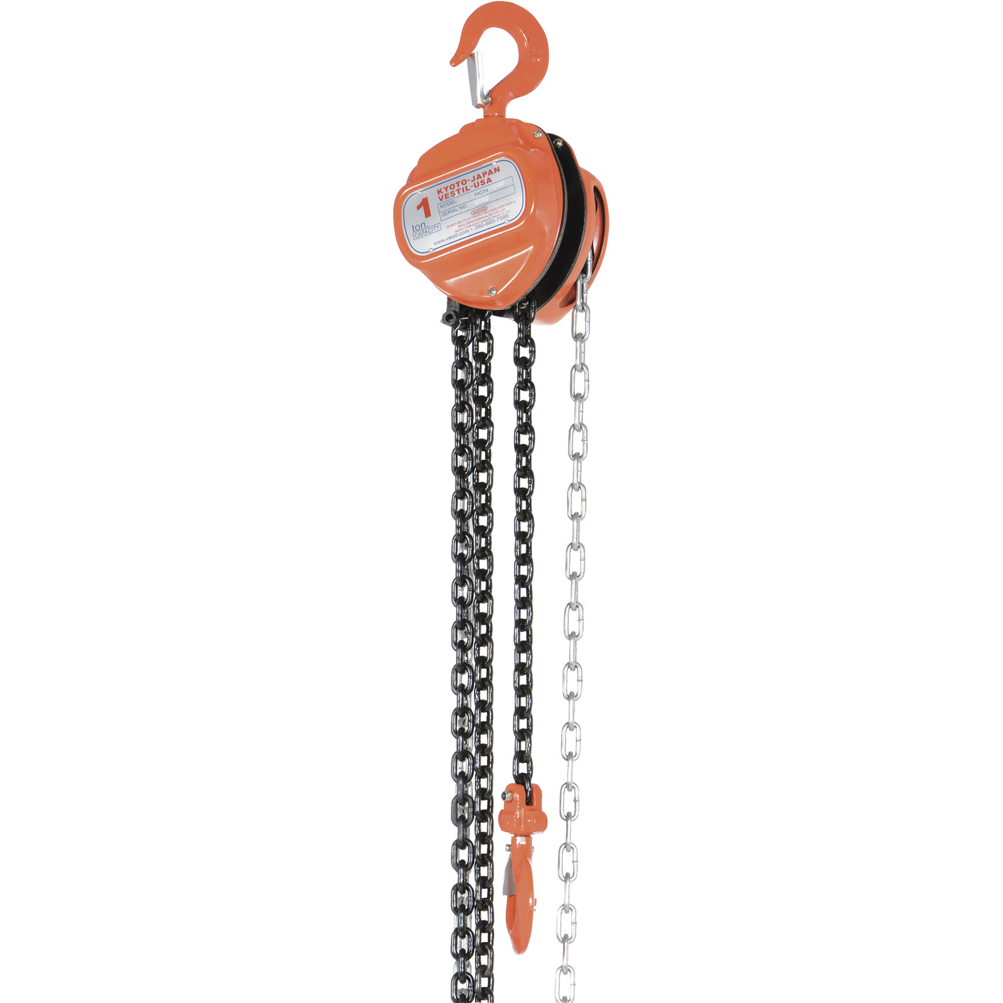 Vestil Hand Chain Hoist - 1-Ton Capacity, 20ft. Lift, Portable, Model# HCH-2-20